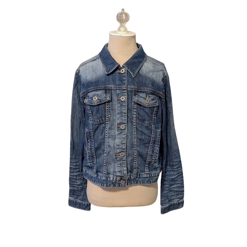 Vintage Arizona Jean Co Denim Jean Jacket Size Large Y2K Stretch Trucker Blue